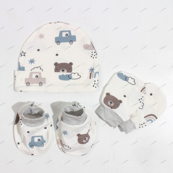 婴儿套装生产厂家-纯棉针织帽手套靴