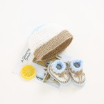 婴儿套装工厂-手工针织帽鞋生日套装