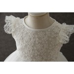 婴儿连衣裙供应商-复古亚麻白色派对裙设计