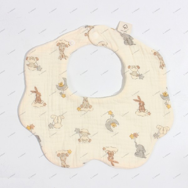 婴儿围嘴供应商-超强吸收花卉印花三角巾