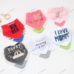 口水巾工厂-柔软棉质硅胶牙胶三角