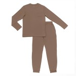 家庭睡衣套装供应商-定制印花棉质配套睡眠服纯色设计