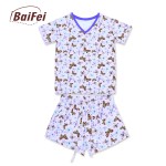 夏季睡衣工厂-定制短款竹纤维家居服缎面V领夜间服家庭