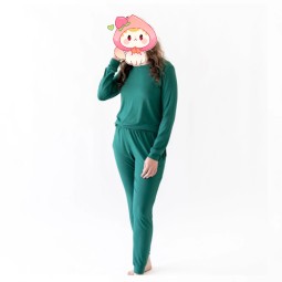 女士睡衣套装厂家-定制印花家庭配套睡眠服纯色慢跑