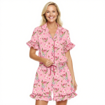 女士睡衣套装厂家-定制Logo竹纤维套装女士家庭新款粉色