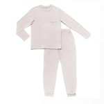 家庭睡衣套装供应商-定制印花棉质配套睡眠服纯色设计