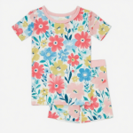 竹纤维睡衣套装工厂-新款定制短袖夏季柔软儿童女孩睡衣套装