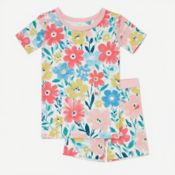 竹纤维睡衣套装工厂-新款定制短袖夏季柔软儿童女孩睡衣套装