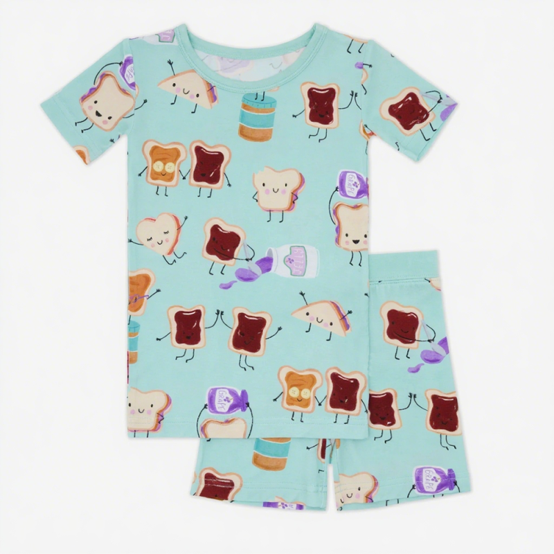 儿童睡衣套装供应商-定制短袖夏季竹纤维批发两件套睡眠服