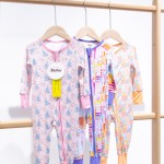 婴儿睡袋连体衣工厂-定制印花竹纤维拉链连脚幼儿睡衣