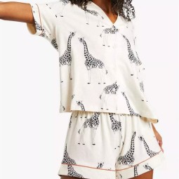 女士睡衣套装厂家-2024柔软两件套短裤套装定制有机竹纤维