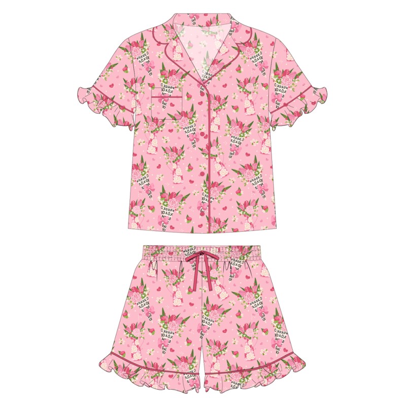 女士睡衣工厂-定制女士竹纤维长袖新款情人节设计