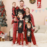 女士睡衣套装厂家-定制新款设计圣诞家庭竹纤维冬季长袖