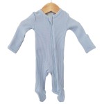 婴儿连体衣供应商-定制纯色有机棉华夫格拉链连脚批发