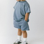 儿童服装套装工厂-定制Logo休闲宽松T恤短裤2件套新生儿