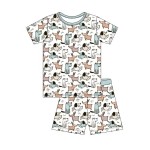 婴儿睡衣套装供应商-批发定制竹纤维夏季新款印花休闲短衬衫