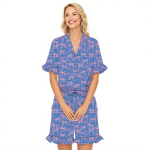 女士睡衣套装厂家-定制Logo竹纤维套装女士家庭新款粉色