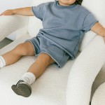 儿童服装套装工厂-定制Logo休闲宽松T恤短裤2件套新生儿