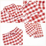 婴儿睡衣套装供应商-批发定制面料长袖格子单排扣翻领