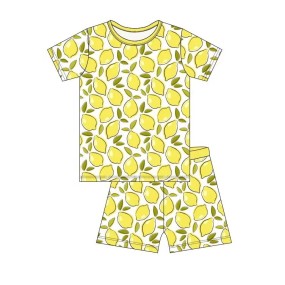 婴儿睡衣套装供应商-批发定制竹纤维夏季新款印花休闲短衬衫