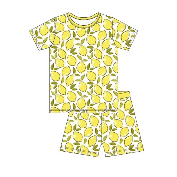 婴儿睡衣套装供应商-批发定制竹纤维夏季新款印花休闲短衬衫