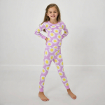 冬季睡衣套装供应商-定制印花透气女孩保暖竹棉混纺