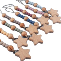 婴儿安抚奶嘴链供应商-万圣节卡通五角星防掉落牙胶链