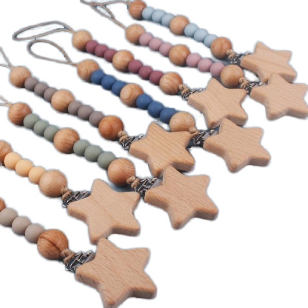 婴儿安抚奶嘴链供应商-万圣节卡通五角星防掉落牙胶链