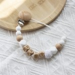 婴儿玩具工厂-熊系列硅胶珠奶嘴链防掉落配链夹