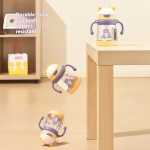 便携杯厂家-卡通图案户外吸管塑料配手柄婴儿学生