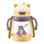 便携杯厂家-卡通图案户外吸管塑料配手柄婴儿学生