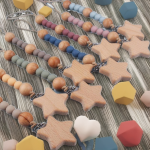 婴儿安抚奶嘴链供应商-万圣节卡通五角星防掉落牙胶链