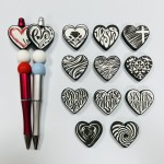 婴儿牙胶供应商-卡通心形硅胶珠配串珠笔食品级