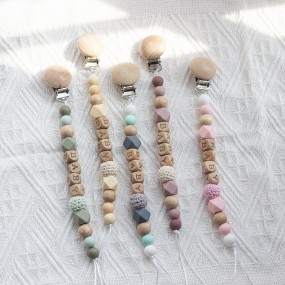 婴儿玩具工厂-熊系列硅胶珠奶嘴链防掉落配链夹