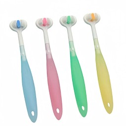 儿童牙刷工厂-新款三面牙刷给婴儿3-9岁软毛