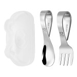 婴儿餐具工厂-SUS 304不锈钢叉勺套装PP材质