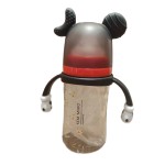 吸管杯供应商-250ML卡通图案便携塑料吸管喂养配手柄