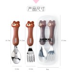 婴儿勺子套装厂家-不锈钢易用叉套装儿童安全健康