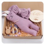 婴儿摇铃工厂-钩针兔子摇铃柔软木环牙胶教育健身架