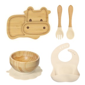 Baby Feeding Set Manufacturer - Bamboo Fiber Divided Silicone Suction