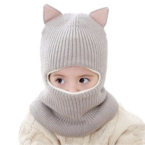 Neck Guard Supplier - Windproof Baby Knitted Wool Face Hat