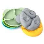 婴儿餐盘生产厂家-可爱动物分隔硅胶吸盘