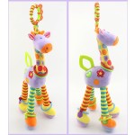 婴儿摇铃工厂-柔软长颈鹿手铃毛绒牙胶