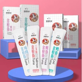 猫零食供应商-定制13g鲜肉三文鱼金枪鱼棒