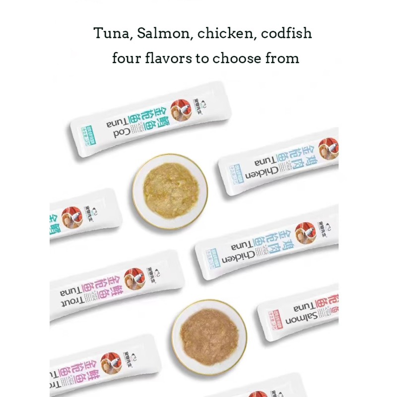 Cat Treat Supplier - Custom 13g Fresh Meat Salmon Tuna Stick