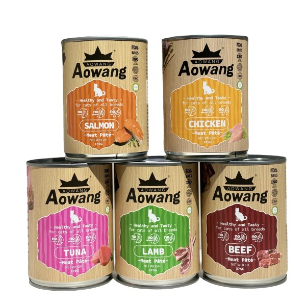 罐头猫粮供应商-AOWANG375克全品种三文鱼鸡肉牛肉羊肉金枪鱼味