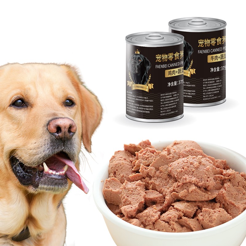 罐头犬零食厂家-375克天然鸡肉鸭肉零食用于犬