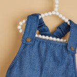 Princess Dress Supplier - Comfy Puppy Floral Vest Suspender Skirt Lace Trim Tutu Denim Spliced