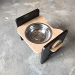 宠物喂食器供应商-新款双碗木框架小猫可调节高度不锈钢