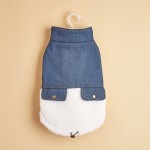 Dog Jeans Coat Factory - Wholesale Winter Two Legged Denim Fabric Fleece Lining Warm Sherpa Jacket